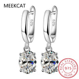 1CT D Oval Cut Moissanite Drop Earrings S925 Silver Platinum Diamond Dangle