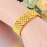 Real 24K Men's Bracelet Bangle Wide 999 Watch Bracelets Wedding