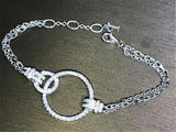 925 Silver Bracelet with Pave Diamond Charm