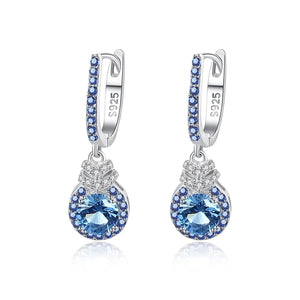 925 Silver Clip Earrings Sapphire Gemstone Fine Jewelry