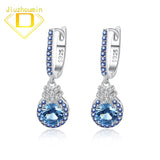 925 Silver Clip Earrings Sapphire Gemstone Fine Jewelry