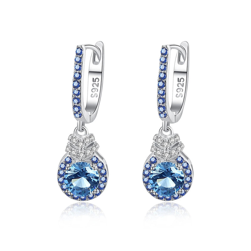 925 Silver Clip Earrings Sapphire Gemstone Fine Jewelry