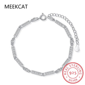 925 Silver CZ Tennis Chain Bracelet Wedding Jewelry