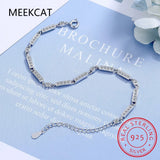 925 Silver CZ Tennis Chain Bracelet Wedding Jewelry