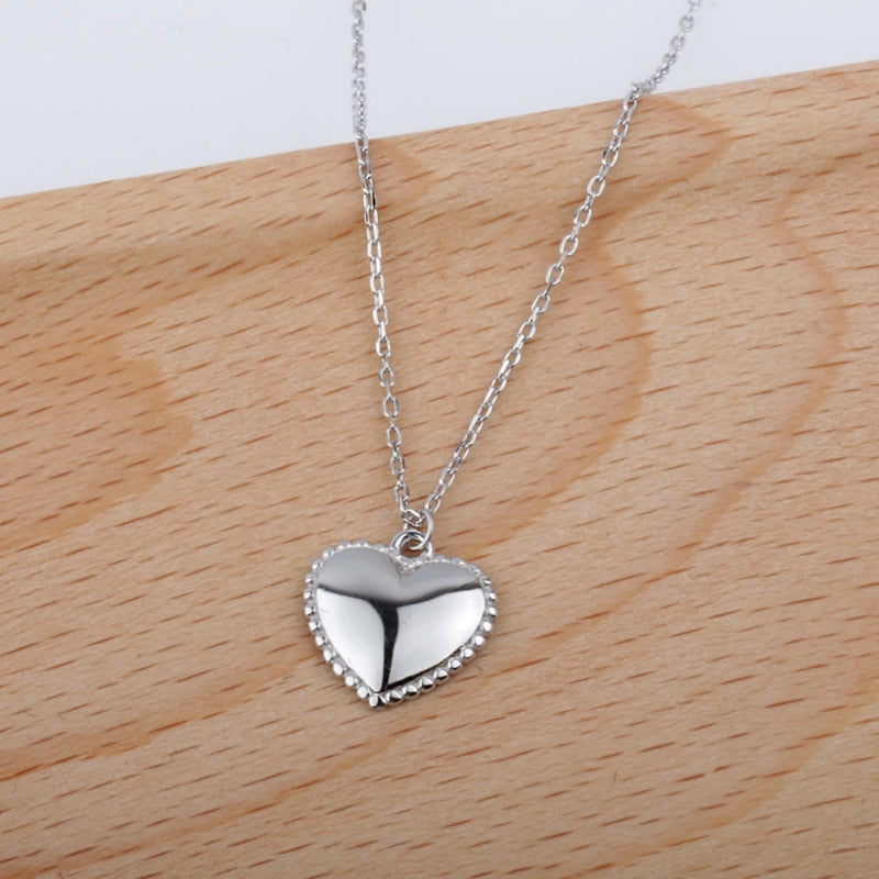 925 Silver Love Necklace Women Clavicle Peach Heart Pendant Jewelry
