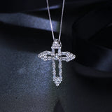 925 Sterling Silver Crystal Necklace with Cross Pendant