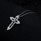925 Sterling Silver Crystal Necklace with Cross Pendant