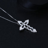 925 Sterling Silver Crystal Necklace with Cross Pendant