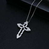 925 Sterling Silver Crystal Necklace with Cross Pendant