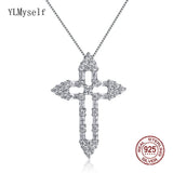 925 Sterling Silver Crystal Necklace with Cross Pendant