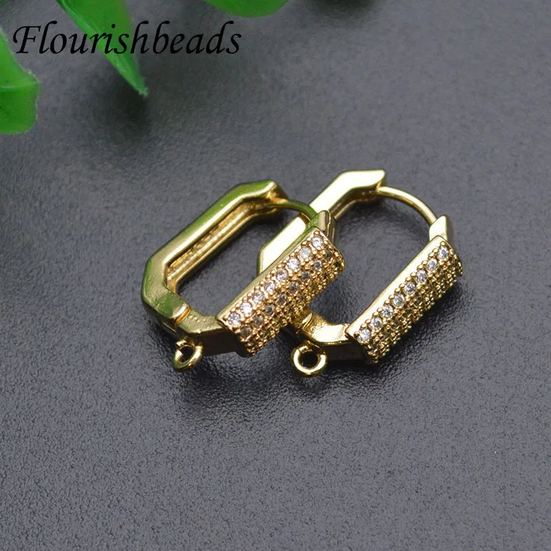 Cubic Zircon Beads Anti Fading Earring Hooks 20pcs