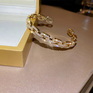 Zircon Chain Open Bracelet Flash High-End Women Jewelry