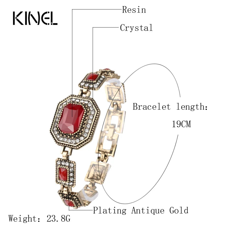 Red Crystal Bracelet Vintage Jewelry For Women