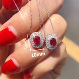 Red Oval CZ Pendant Necklace Wedding Anniversary Gift