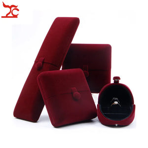 Red Velvet Engagement Jewelry Box Double Open Couple Ring Pendant Case
