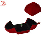 Red Velvet Engagement Jewelry Box Double Open Couple Ring Pendant Case