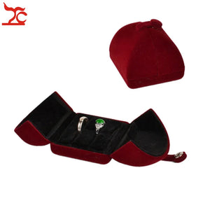 Red Velvet Engagement Jewelry Box Double Open Couple Ring Pendant Case