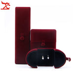 Red Velvet Engagement Jewelry Box Double Open Couple Ring Pendant Case