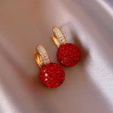 Red Zircon Setting Ball Dangle Earrings Crystal Drop Earrings
