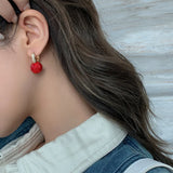 Red Zircon Setting Ball Dangle Earrings Crystal Drop Earrings