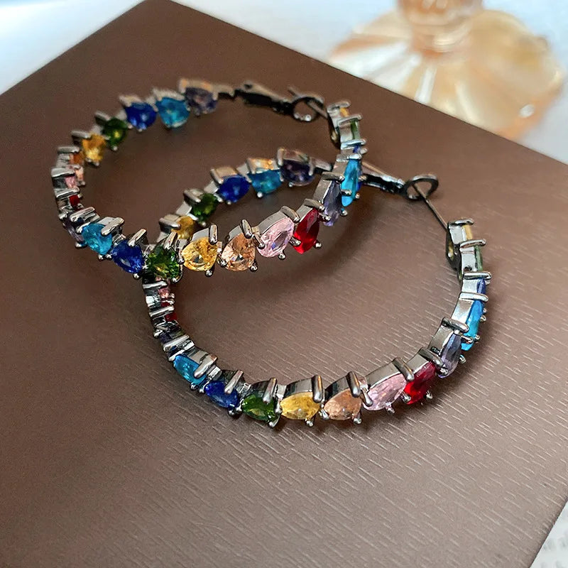 Gun Crystal Zircon Hoop Earrings for Women Halloween Party Accessories