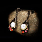 Retro Diamond-studded Pearl Earrings Wild Hollow Water Drop Jewelry