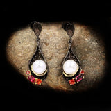 Retro Diamond-studded Pearl Earrings Wild Hollow Water Drop Jewelry