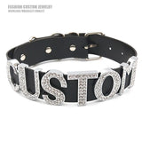 Rhinestone Big Letters Wide Choker Collar Punk Name Necklace