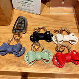 Rhinestone Bow Keychain Gold Metal Ring Car Motorcycle Key Accessory
