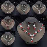 Bride Jewelry Set Flower Choker Necklace Earrings Wedding Dress Bridal