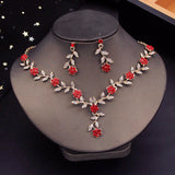Bride Jewelry Set Flower Choker Necklace Earrings Wedding Dress Bridal