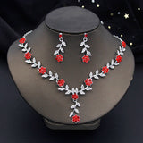 Bride Jewelry Set Flower Choker Necklace Earrings Wedding Dress Bridal