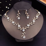 Bride Jewelry Set Flower Choker Necklace Earrings Wedding Dress Bridal