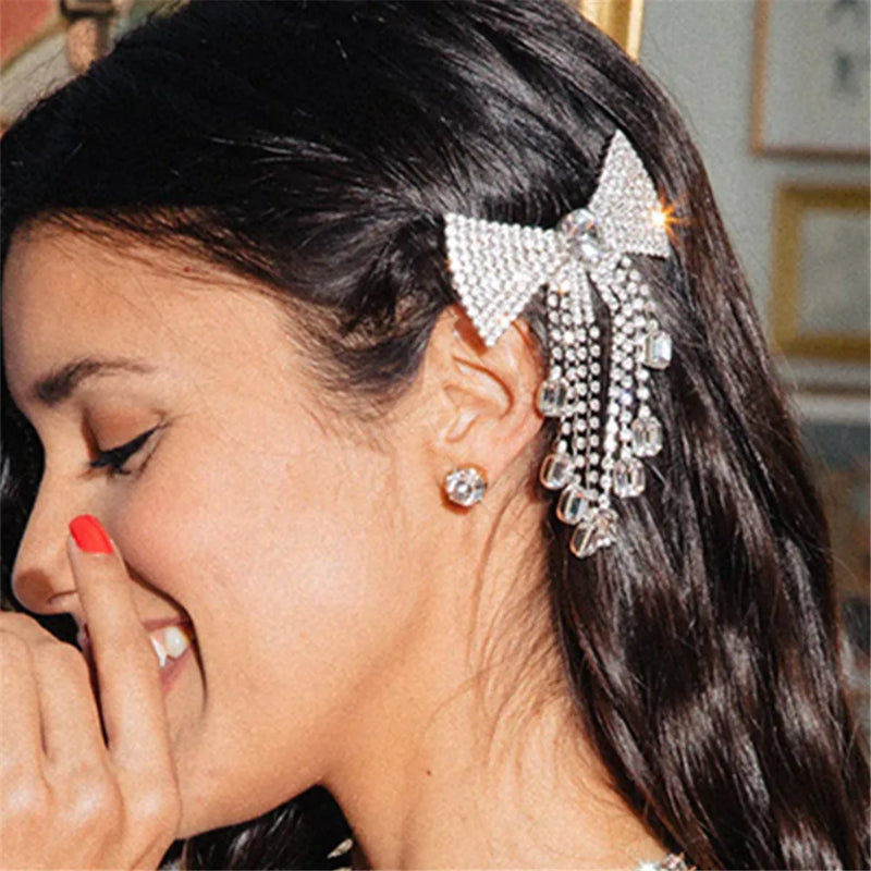 Rhinestone Butterfly Tassel Hair Jewelry for Women