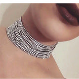 Multilayer Rhinestone Choker Crystal Necklace for Wedding