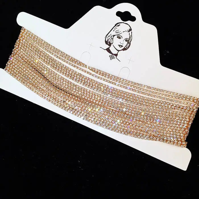 Multilayer Rhinestone Choker Crystal Necklace for Wedding