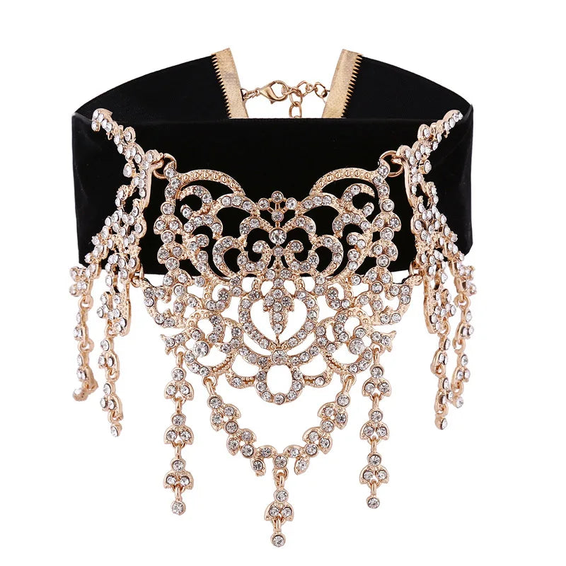 Rhinestone Choker Crystal Necklace Women gothic choker Maxi statement Necklace