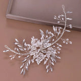 Crystal Flower Leaf Hair Band Headpiece Wedding Accessories