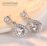 Sterling Silver Rhinestone Drop Earrings for Women Bride Wedding Party