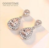 Sterling Silver Rhinestone Drop Earrings for Women Bride Wedding Party