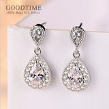 Sterling Silver Rhinestone Drop Earrings for Women Bride Wedding Party