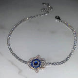 Rhinestone Evil Eye Charm Bracelet Crystal Adjustable Jewelry