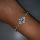 Rhinestone Evil Eye Charm Bracelet Crystal Adjustable Jewelry