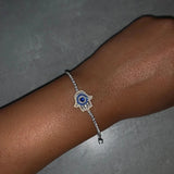 Rhinestone Evil Eye Charm Bracelet Crystal Adjustable Jewelry