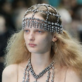 Crystal Rhinestone Head Chain Tassel Bridal Headpiece