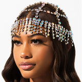 Crystal Rhinestone Head Chain Tassel Bridal Headpiece