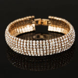 Rhinestone Crystal Cuff Bracelet Wedding Bridal Silver Jewelry