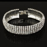 Rhinestone Crystal Cuff Bracelet Wedding Bridal Silver Jewelry