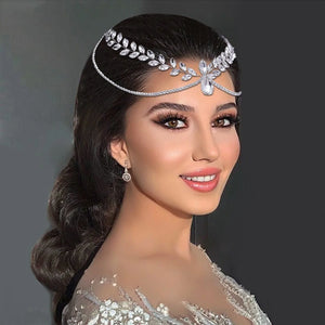 Rhinestone Headbands Bride Wedding Chain Jewelry with Hair Combs