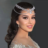 Rhinestone Headbands Bride Wedding Chain Jewelry with Hair Combs
